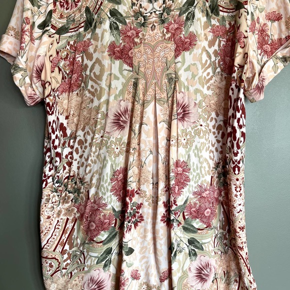 Soft Surroundings Cusabo Top Leopard and Floral Print Size Medium Cream Pink - Picture 5 of 16